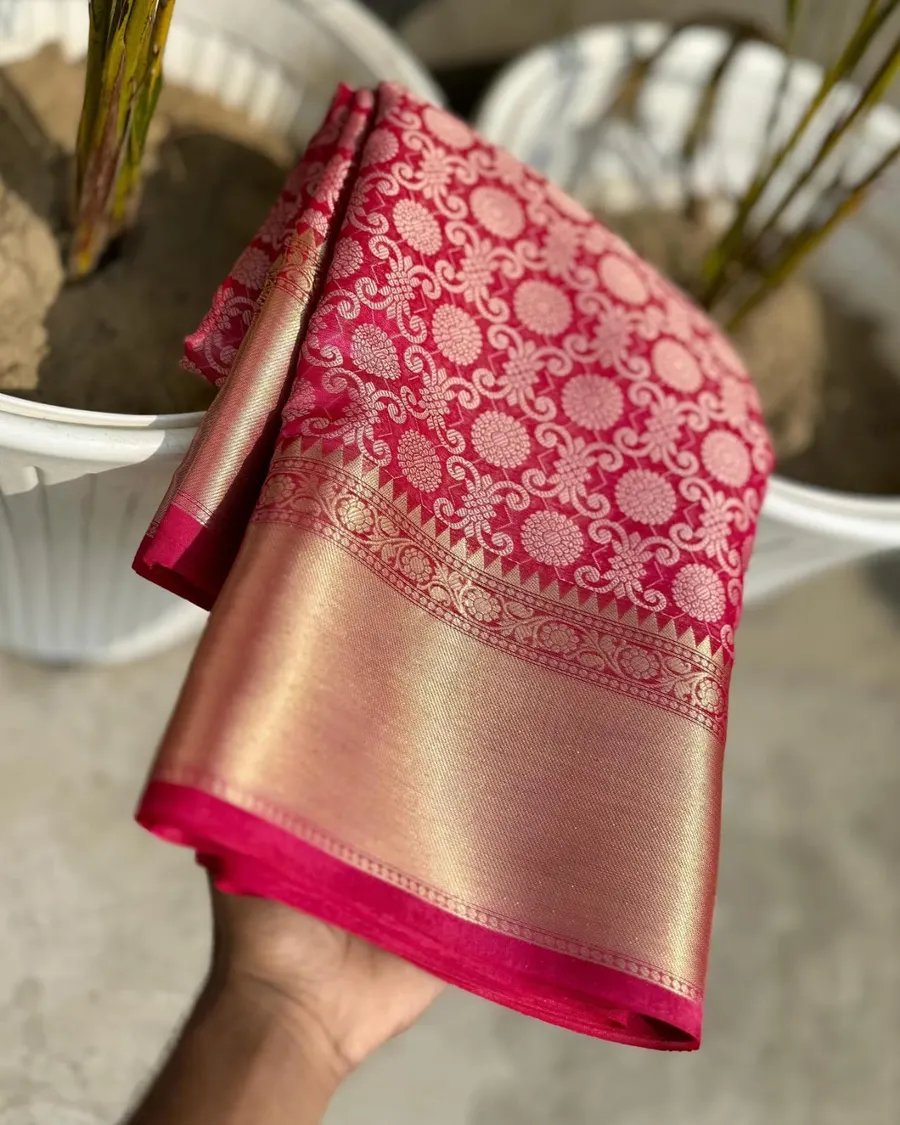 Banarasi Semi Kanchipuram Zari Tissue Viskat Saree